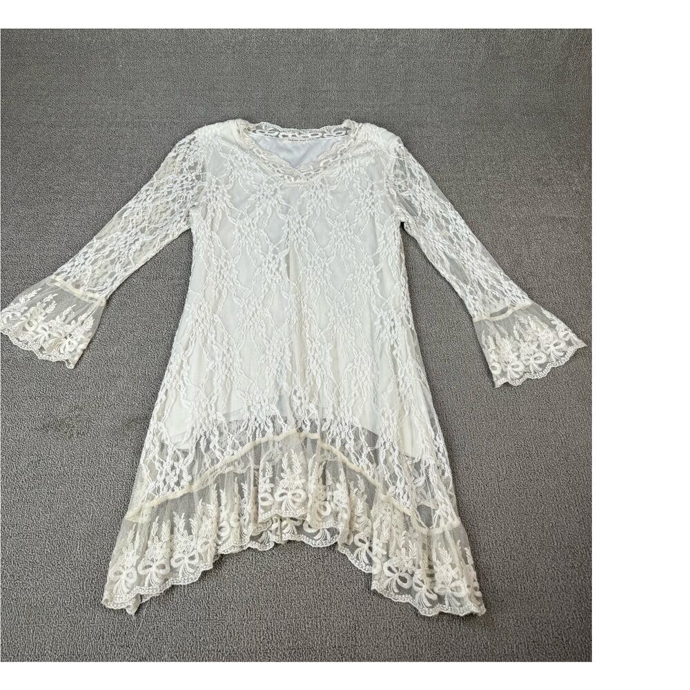Indigo Soul Dress Lace Mini Long Sleeve Fairy Feminine Cottage Size  Medium
